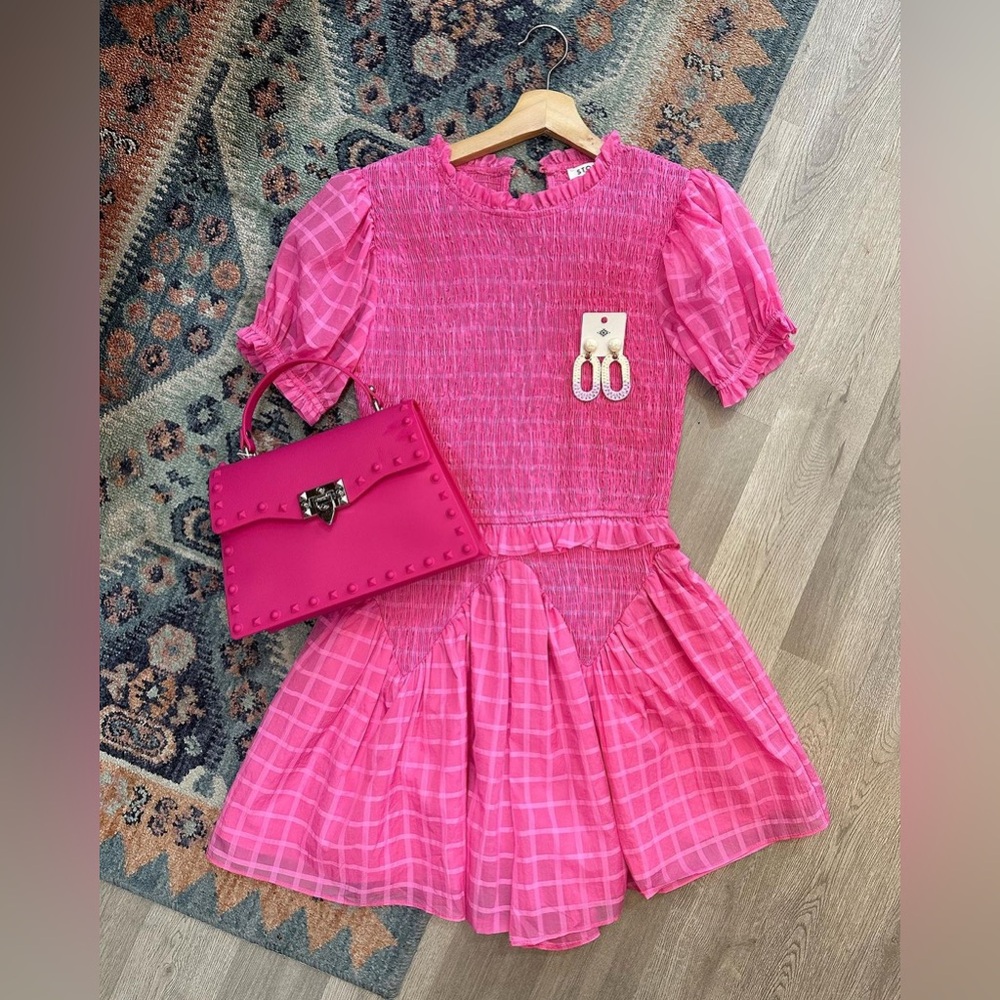 NEW! Storia Hot Pink/Fuchsia Smocked Romper Sz Sm